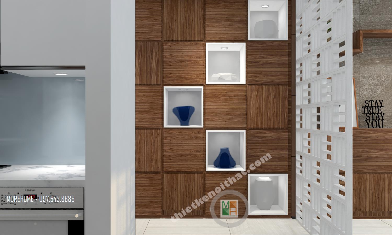 Kính ốp bếp màu xanh